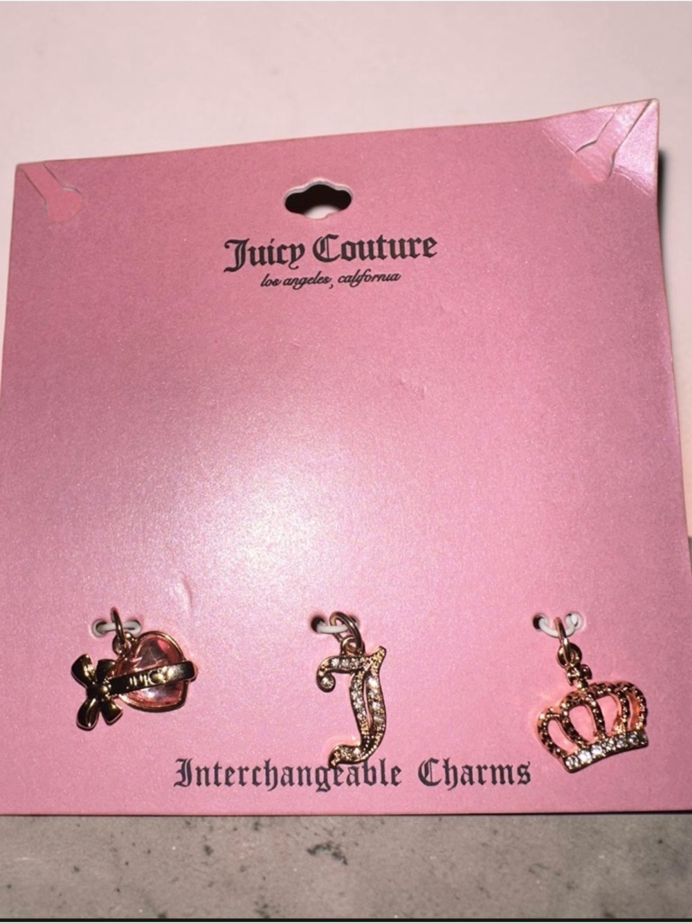 Juicy Couture Pink and Gold Interchangeable Charm Trio